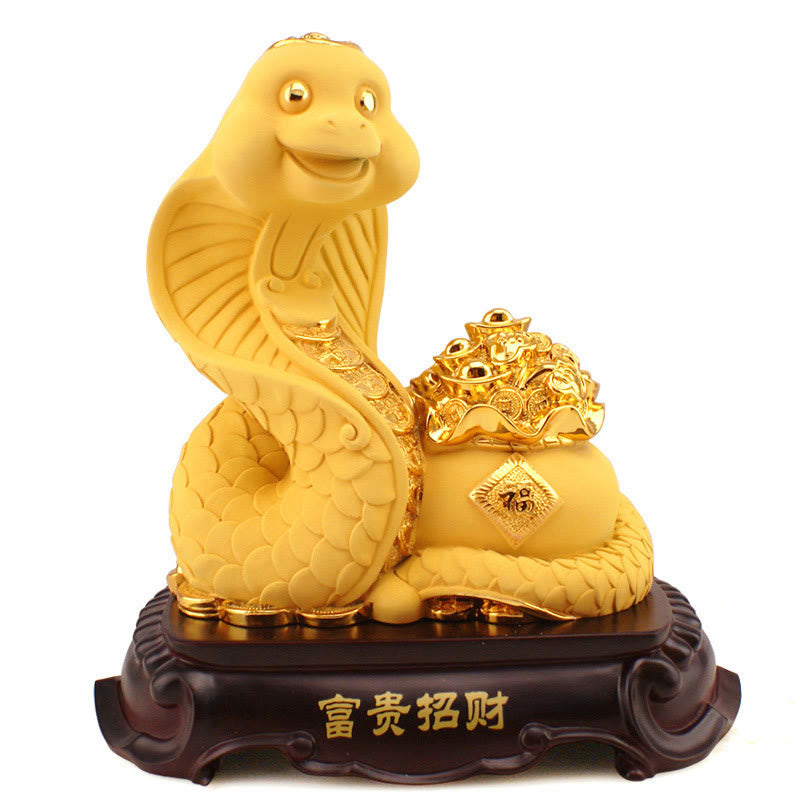 Mythstone Year Of The Snake Fu Character Treasure Bowl Ingots Gather Wealth Resin Home Statue Decoration