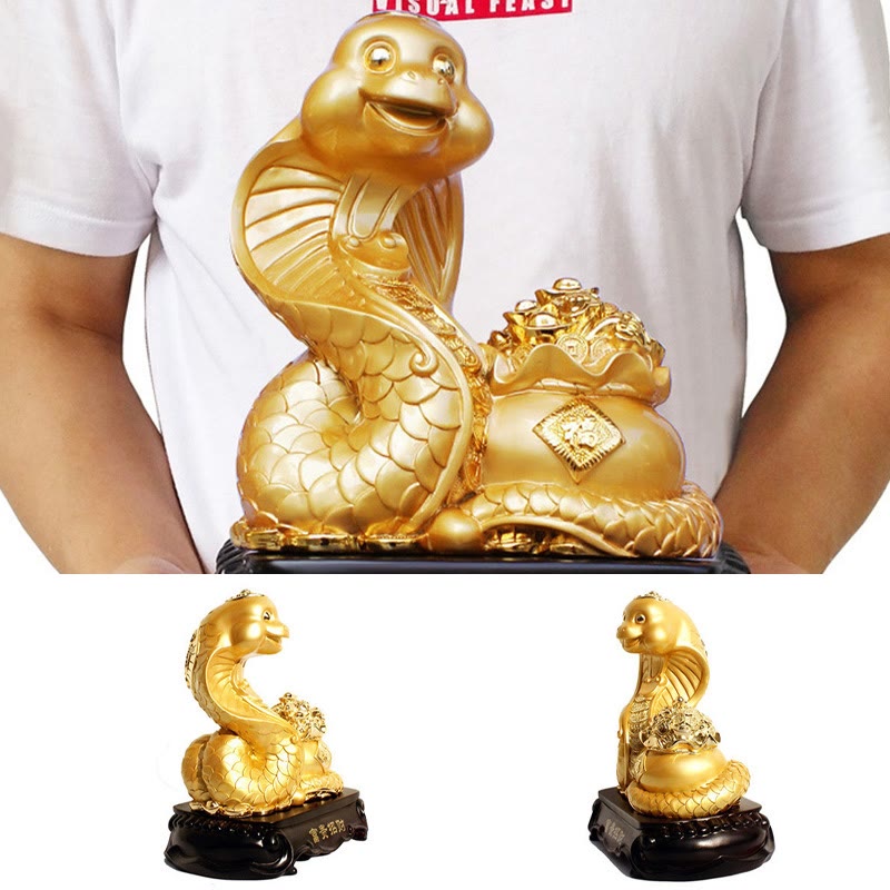 Mythstone Year Of The Snake Fu Character Treasure Bowl Ingots Gather Wealth Resin Home Statue Decoration