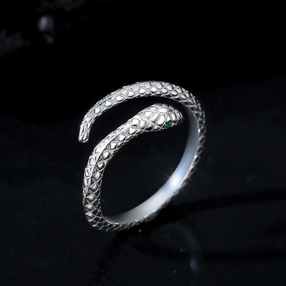 Mythstone 999 Sterling Silver Adjustable Snake-shaped Wrap Open Year Of The Snake Blessing Calm Ring