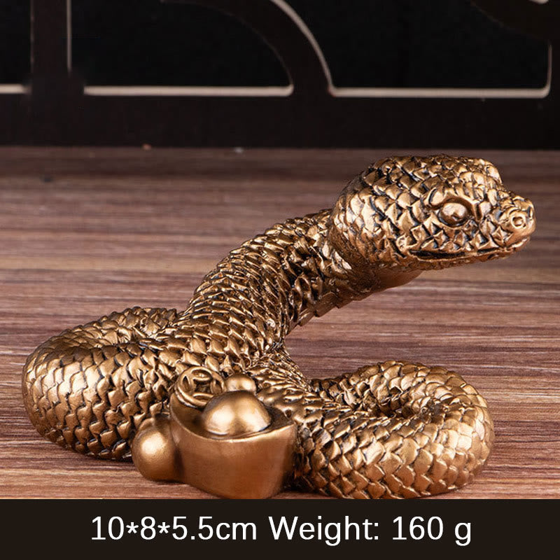 Mythstone Year Of The Snake Gold Ingots Copper Coins Wealth Resin Statue Home Decoration