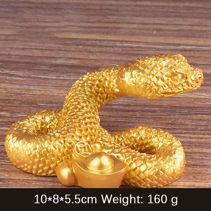 Mythstone Year Of The Snake Gold Ingots Copper Coins Wealth Resin Statue Home Decoration