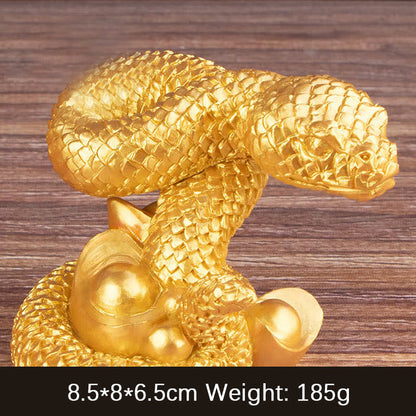 Mythstone Year Of The Snake Gold Ingots Copper Coins Wealth Resin Statue Home Decoration