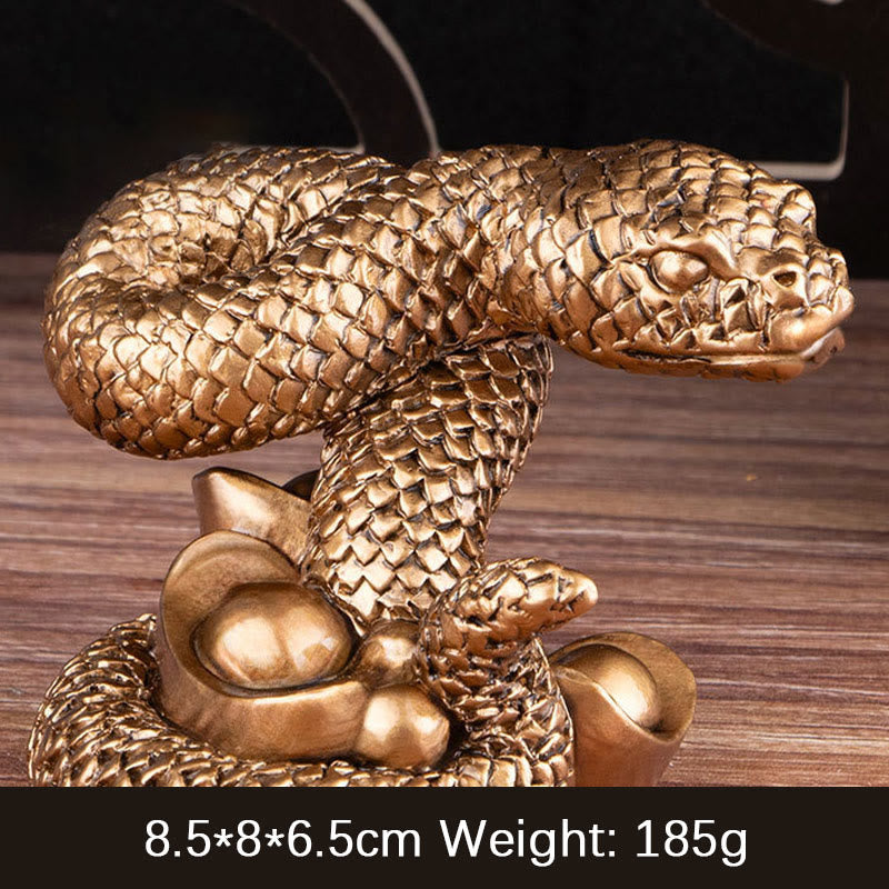 Mythstone Year Of The Snake Gold Ingots Copper Coins Wealth Resin Statue Home Decoration