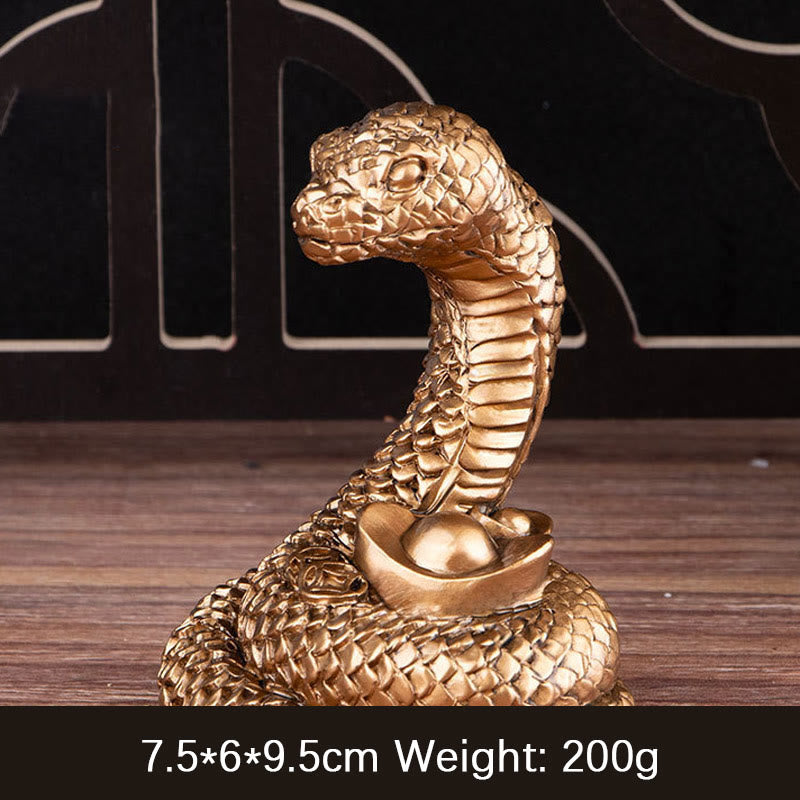 Mythstone Year Of The Snake Gold Ingots Copper Coins Wealth Resin Statue Home Decoration