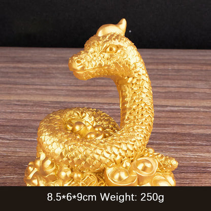 Mythstone Year Of The Snake Gold Ingots Copper Coins Wealth Resin Statue Home Decoration