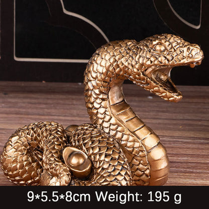 Mythstone Year Of The Snake Gold Ingots Copper Coins Wealth Resin Statue Home Decoration