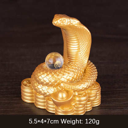 Mythstone Year Of The Snake Ingots Copper Coins Ball Wealth Resin Statue Home Decoration