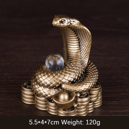 Mythstone Year Of The Snake Ingots Copper Coins Ball Wealth Resin Statue Home Decoration