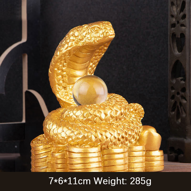 Mythstone Year Of The Snake Ingots Copper Coins Ball Wealth Resin Statue Home Decoration