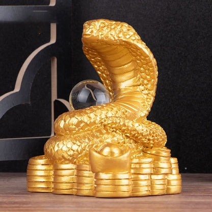 Mythstone Year Of The Snake Ingots Copper Coins Ball Wealth Resin Statue Home Decoration