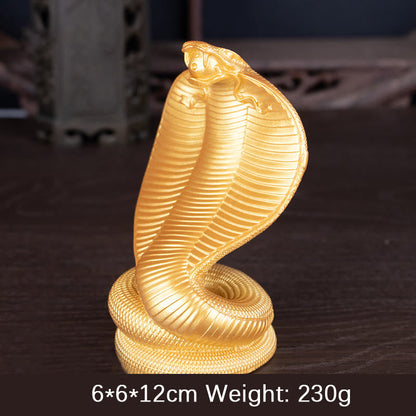 Mythstone Year Of The Snake Golden Bronze Cobra Resin Statue Home Decoration