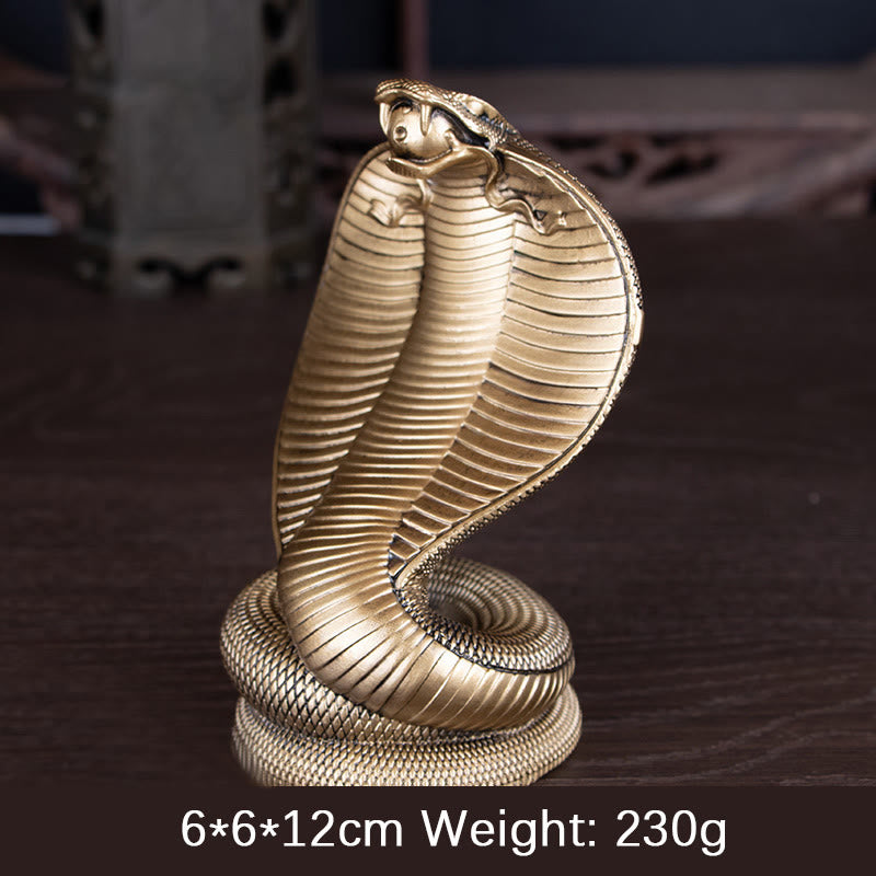 Mythstone Year Of The Snake Golden Bronze Cobra Resin Statue Home Decoration