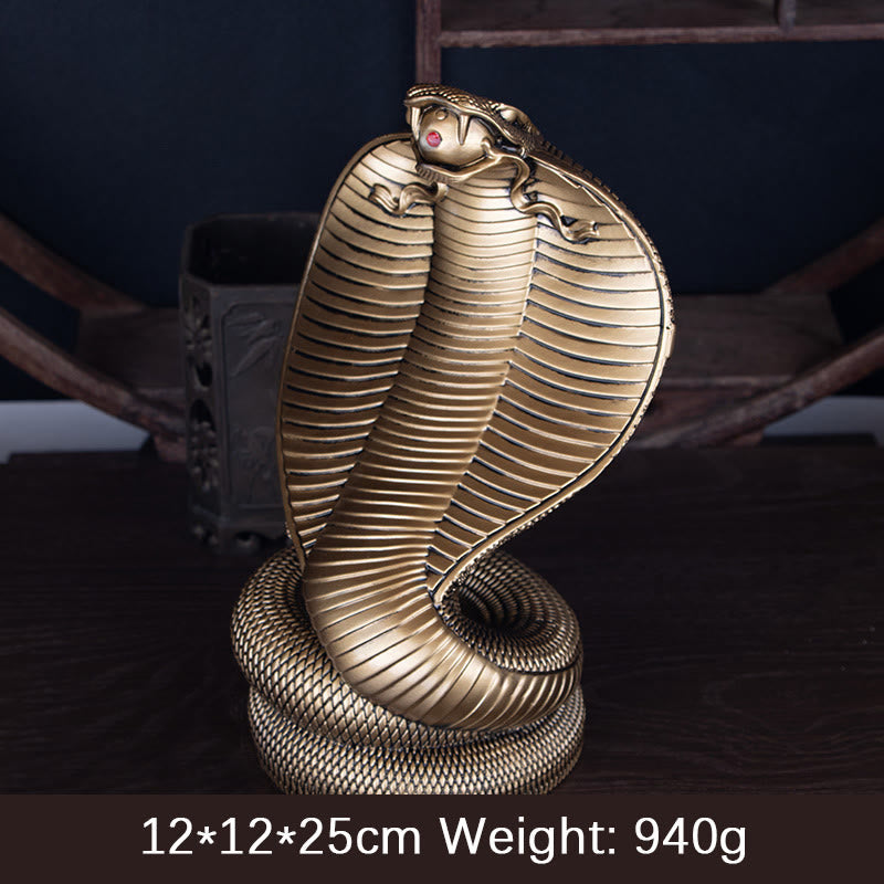 Mythstone Year Of The Snake Golden Bronze Cobra Resin Statue Home Decoration