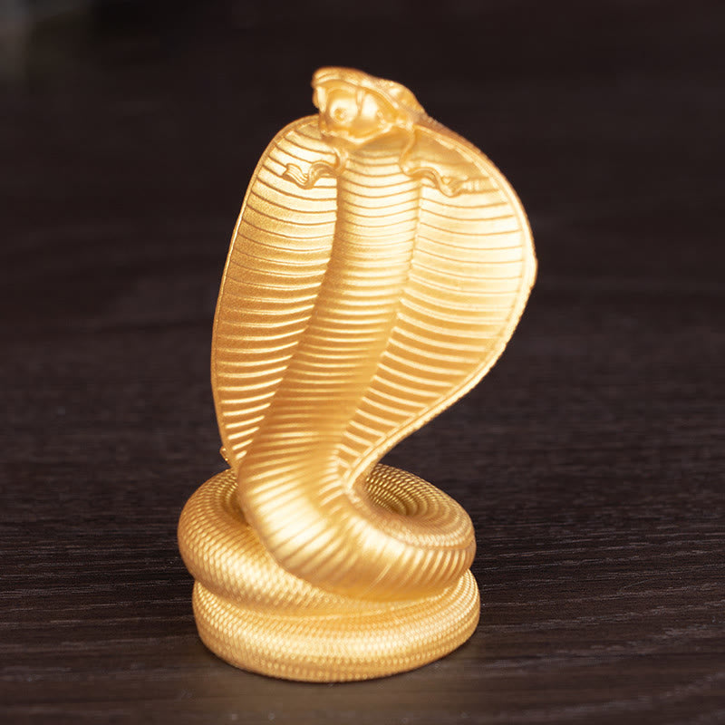 Mythstone Year Of The Snake Golden Bronze Cobra Resin Statue Home Decoration