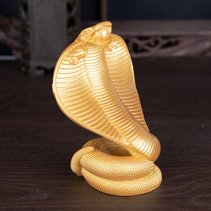 Mythstone Year Of The Snake Golden Bronze Cobra Resin Statue Home Decoration