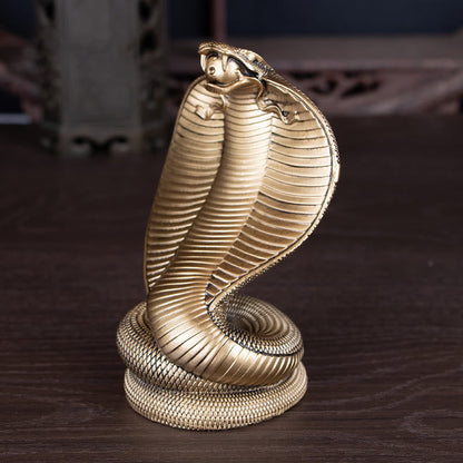 Mythstone Year Of The Snake Golden Bronze Cobra Resin Statue Home Decoration