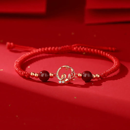 Mythstone 925 Sterling Silver Hetian Jade Cinnabar Koi Fish Year Of Snake Red String Protection Braided Bracelet