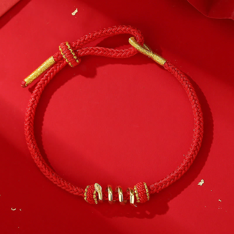 Pulsera trenzada de hilo rojo con protección del año de la serpiente en plata de ley 925 de Mythstone