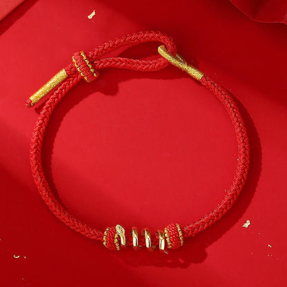 Pulsera trenzada de hilo rojo con protección del año de la serpiente en plata de ley 925 de Mythstone