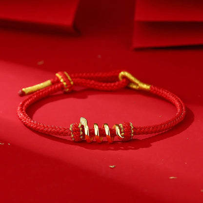 Pulsera trenzada de hilo rojo con protección del año de la serpiente en plata de ley 925 de Mythstone