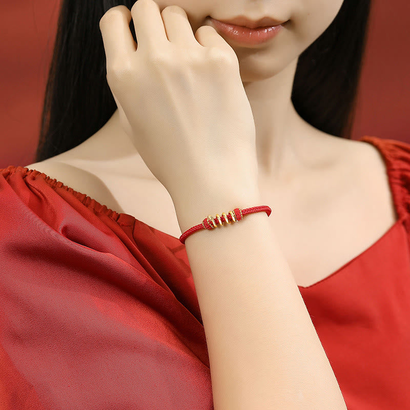 Pulsera trenzada de hilo rojo con protección del año de la serpiente en plata de ley 925 de Mythstone