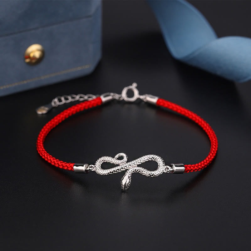 Mythstone 999 Sterling Silver Year Of Snake Red String Protection Braided Bracelet