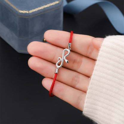 Mythstone 999 Sterling Silver Year Of Snake Red String Protection Braided Bracelet