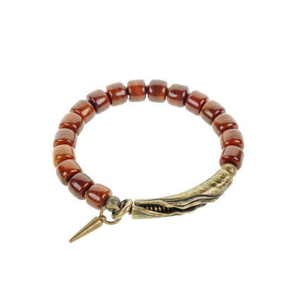 Mythstone Yak Bone Copper Cone Pendant Strength Bracelet