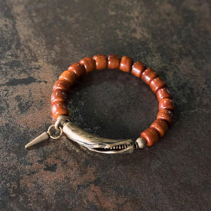 Mythstone Yak Bone Copper Cone Pendant Strength Bracelet