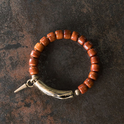 Mythstone Yak Bone Copper Cone Pendant Strength Bracelet