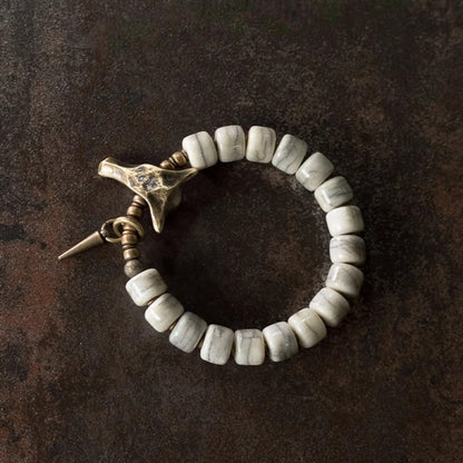 Mythstone White Yak Bone Copper Yak Head Cone Pendant Balance Bracelet