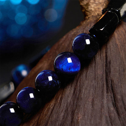 Mythstone Blue Tiger Eye Black Tourmaline Strength Bracelet