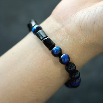 Mythstone Blue Tiger Eye Black Tourmaline Strength Bracelet