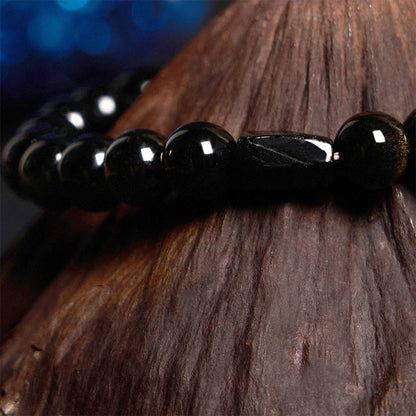 Mythstone Gold Sheen Obsidian Black Tourmaline Wealth Bracelet