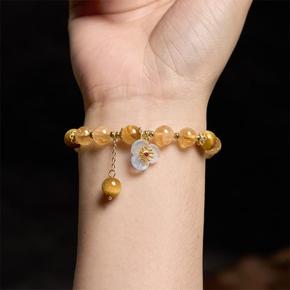 Mythstone Citrine Tiger Eye Flower Charm Generosity Bracelet