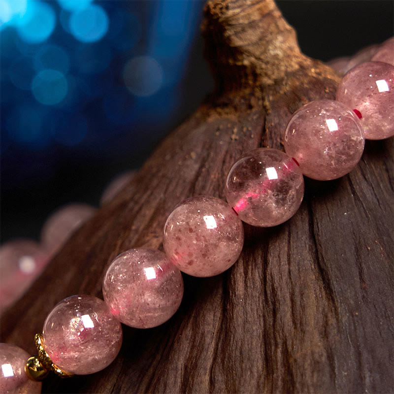 Pulsera curativa con positividad de carácter de flor de cuarzo fresa natural Mythstone