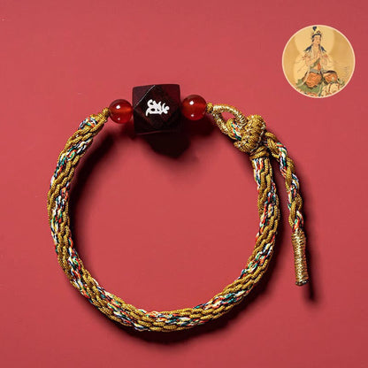 Mythstone Chinese Zodiac Natal Buddha Small Leaf Red Sandalwood Red String Protection Bracelet