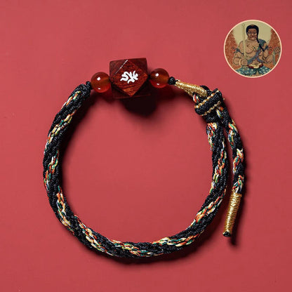 Mythstone Chinese Zodiac Natal Buddha Small Leaf Red Sandalwood Red String Protection Bracelet