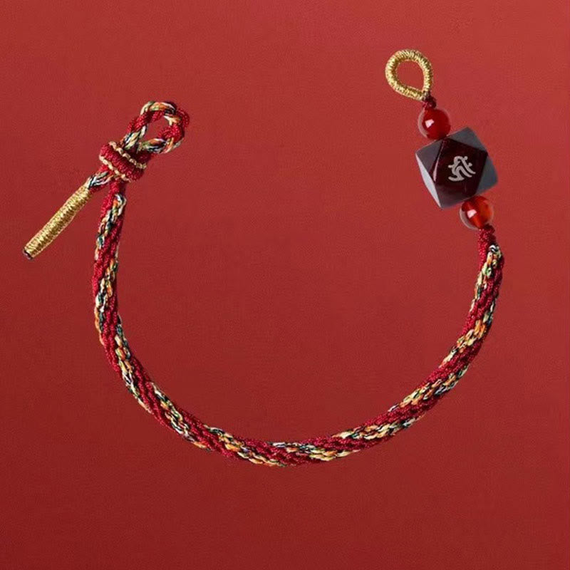 Mythstone Chinese Zodiac Natal Buddha Small Leaf Red Sandalwood Red String Protection Bracelet