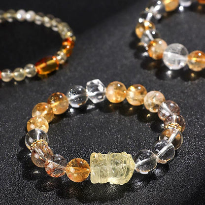 Mythstone Natural Citrine Pearl Topaz White Crystal Protection Bracelet