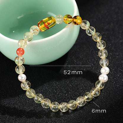 Mythstone Natural Citrine Pearl Topaz White Crystal Protection Bracelet