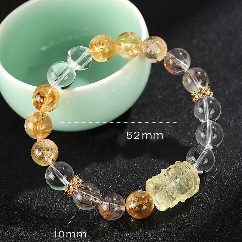 Mythstone Natural Citrine Pearl Topaz White Crystal Protection Bracelet