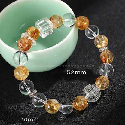 Mythstone Natural Citrine Pearl Topaz White Crystal Protection Bracelet