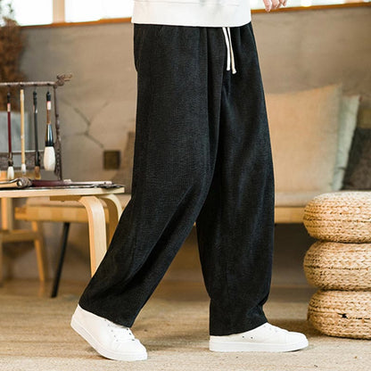 Pantalones harén de pana con cordón y bolsillos para otoño e invierno de Mythstone para hombre 