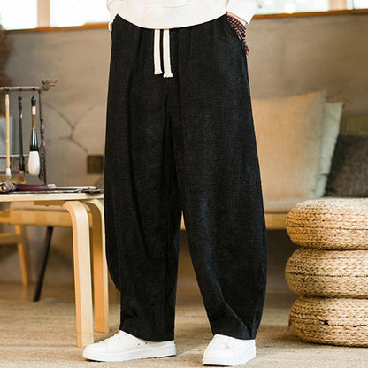 Pantalones harén de pana con cordón y bolsillos para otoño e invierno de Mythstone para hombre 