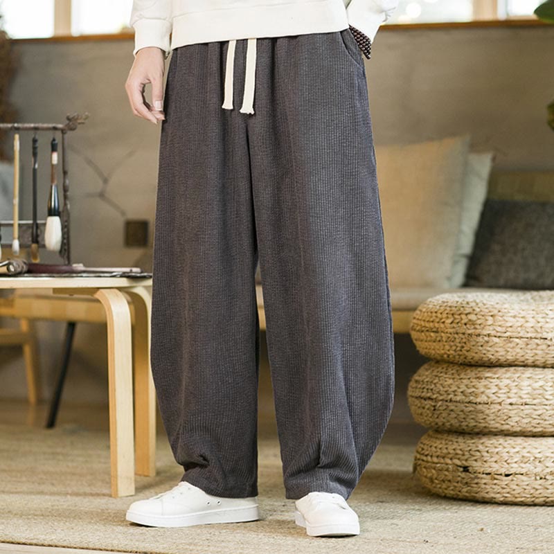 Pantalones harén de pana con cordón y bolsillos para otoño e invierno de Mythstone para hombre 