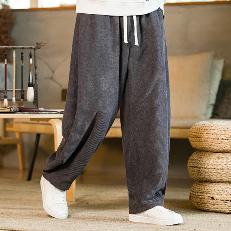 Pantalones harén de pana con cordón y bolsillos para otoño e invierno de Mythstone para hombre 