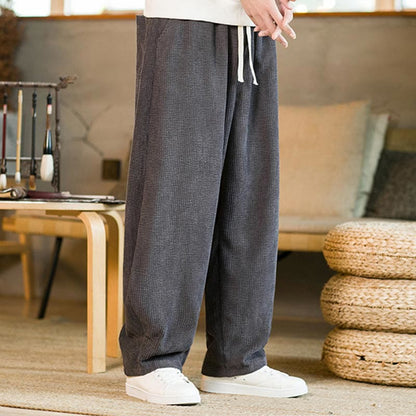 Pantalones harén de pana con cordón y bolsillos para otoño e invierno de Mythstone para hombre 