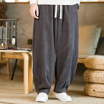 Pantalones harén de pana con cordón y bolsillos para otoño e invierno de Mythstone para hombre 