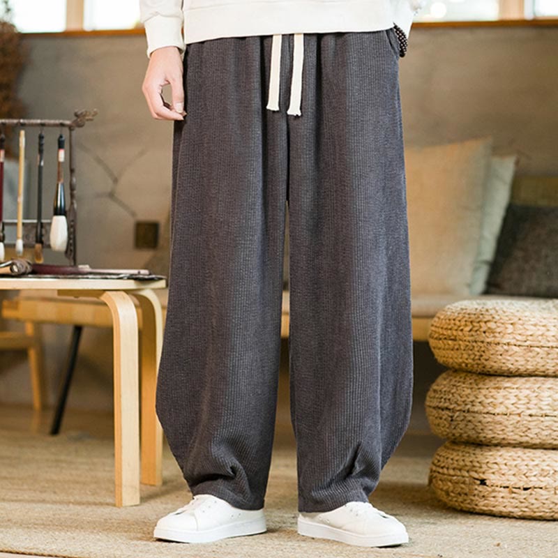 Pantalones harén de pana con cordón y bolsillos para otoño e invierno de Mythstone para hombre 